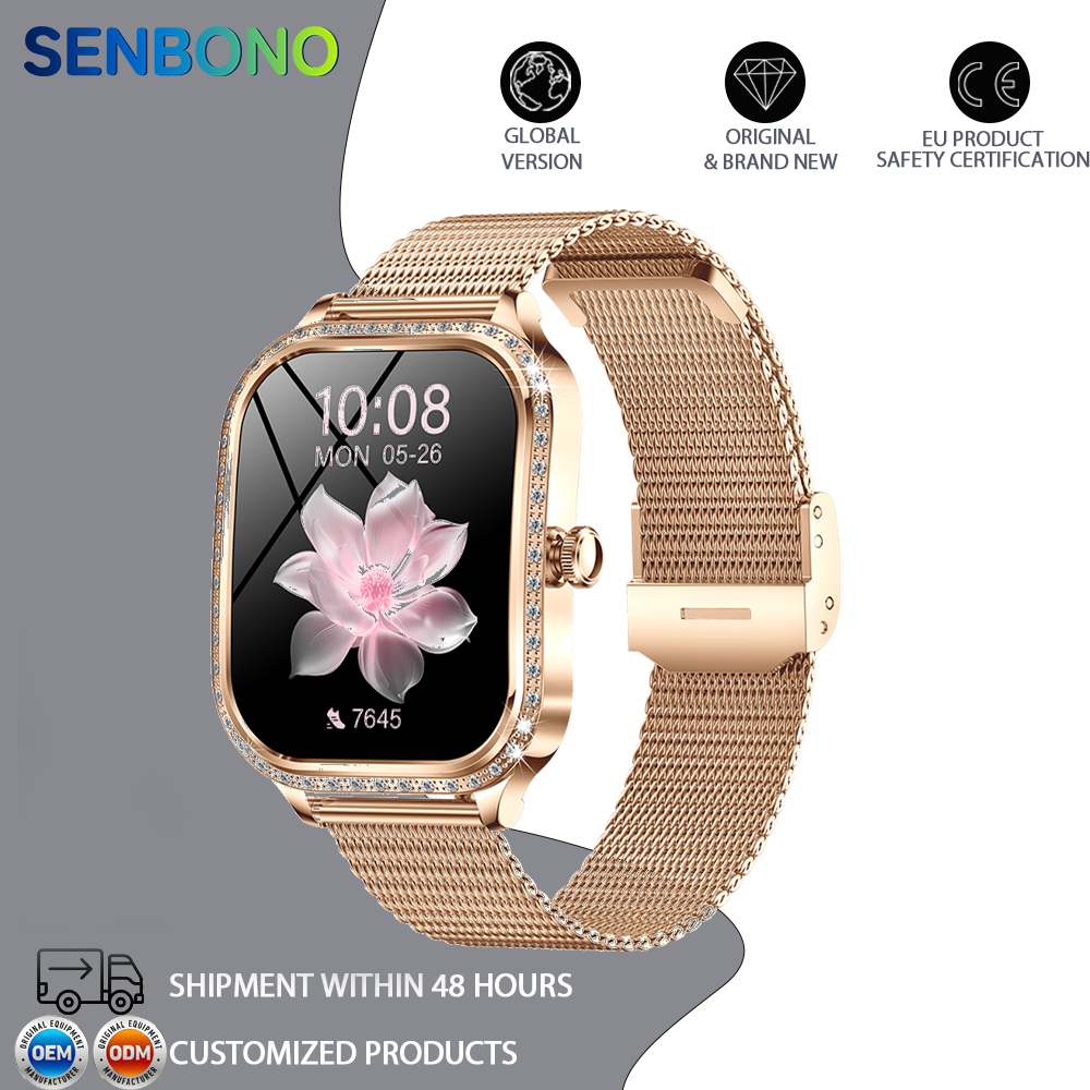 SENBONO women's smart watch MK88 is a health management assistant that integrates pedometer, heart rate detection, female physiological reminders, and multiple sports modes.