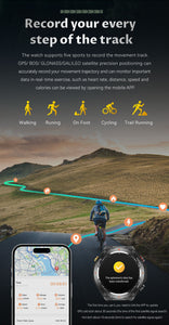 The smart watch KC82 has built-in PGS positioning, sports tracking, altitude, compass function, AI voice assistant, and Bluetooth call function, and is suitable for fitness, mountaineering, daily life, etc.