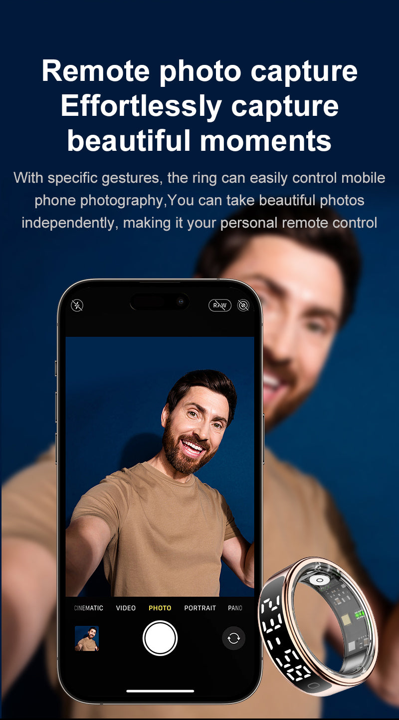 SENBONO Smart Ring, Stainless Steel, Bluetooth 5.3, Health Monitoring, Gesture Interaction, Sleep Monitoring, Somatosensory Gaming, 5ATM Waterproof, High-End Fashion Smart Couple Ring