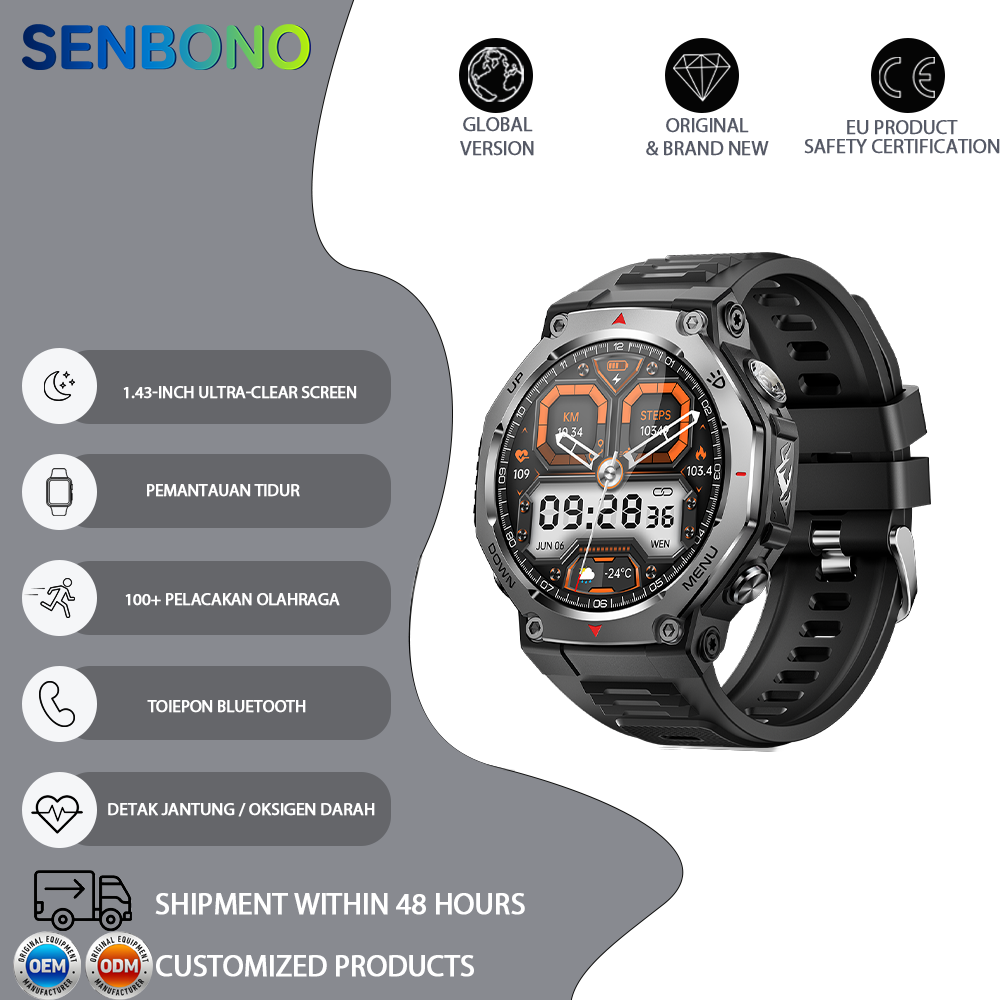 SENBONO Smart watch KT85 health tracker monitors women's heart rate and blood oxygen during menstruation, as well as outdoor sports data. Accurate record