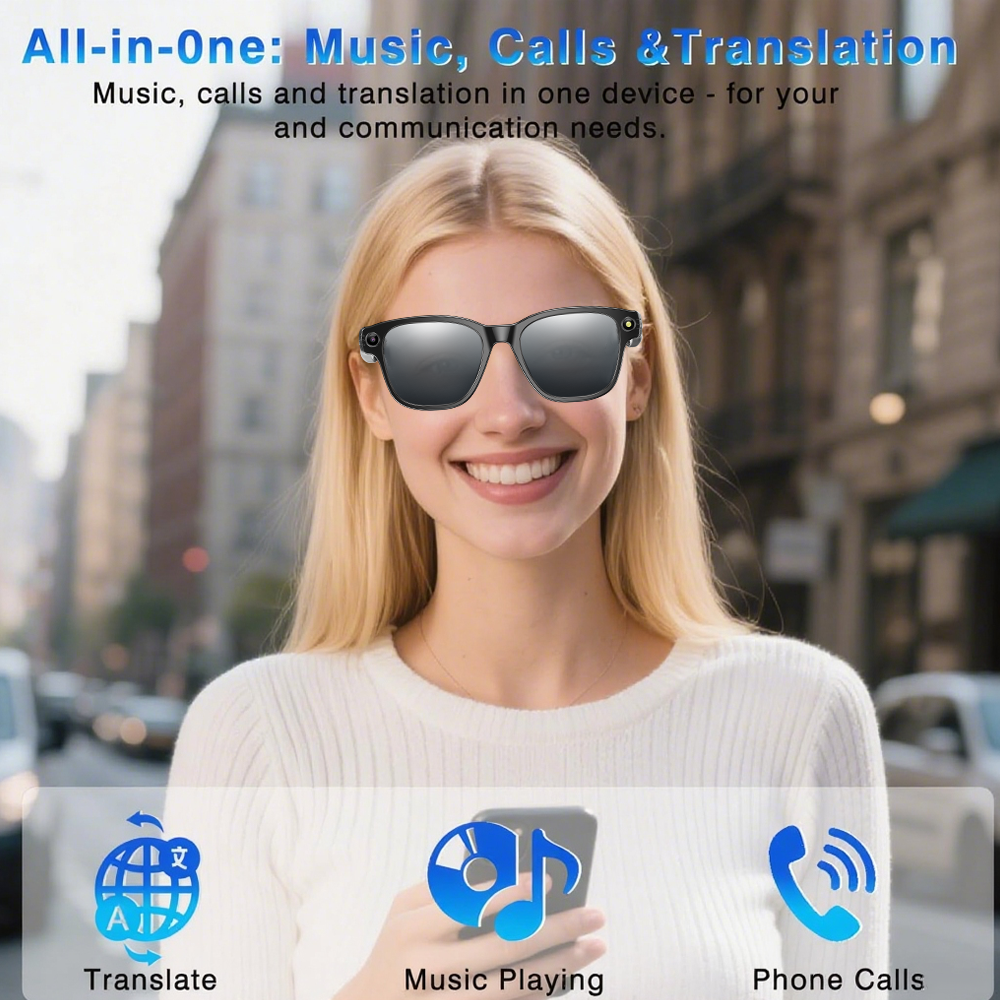 SENBONO Smart AI Translation Glasses L801 HD 8-megapixel photography, video recording, object recognition, WiFi real-time transmission, smart AI outdoor sports glasses