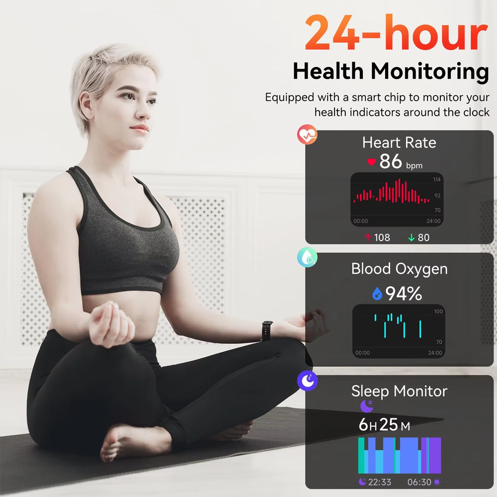 SENBONO IDW25 smart watch 1.83 inches Voice assistant Long battery life Bluetooth call Health monitoring Sports waterproof Multi-mode Applicable to Android iOS