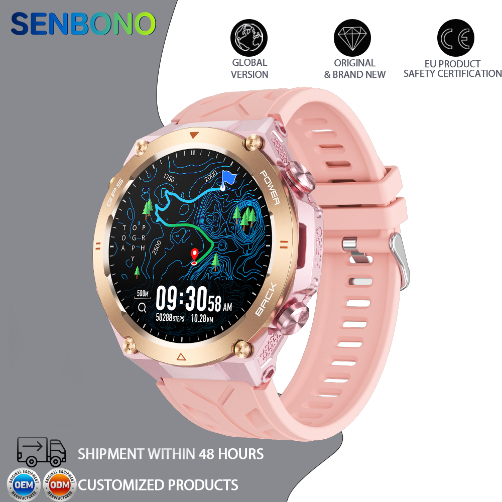 SENBONO The smart watch KC82 has built-in PGS positioning, sports tracking, altitude, compass function, AI voice assistant, and Bluetooth call function, and is suitable for fitness, mountaineering, daily life, etc.