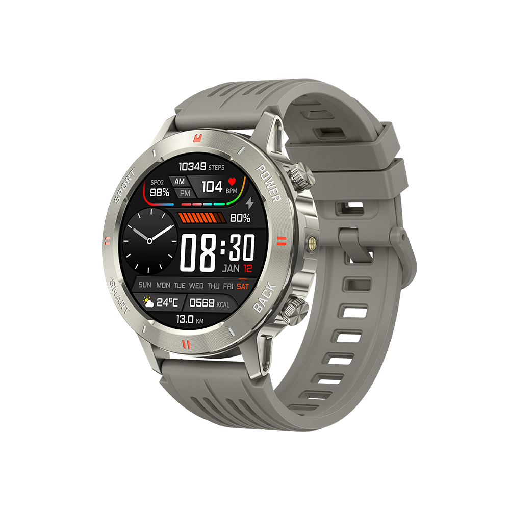 SENBONO men's sports smart watch S81PRO has functions such as wireless calling iPX8 waterproof alloy body and silicone strap, music control, multi-function reminder, etc.