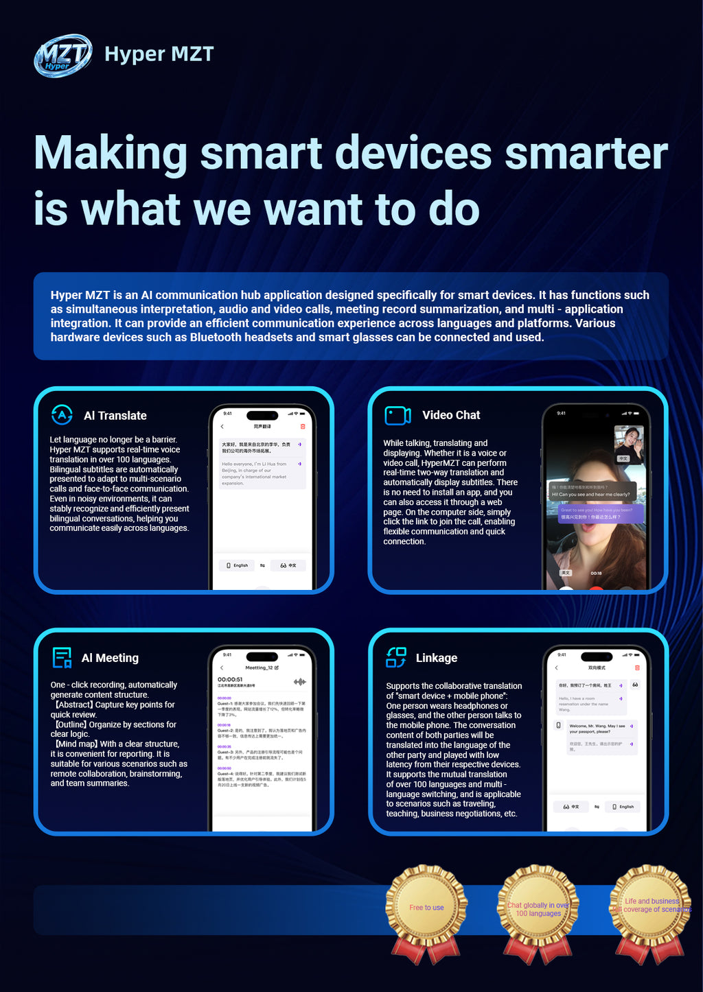 SENBONO Smart AI Translation Glasses F18 Bluetooth Call Voice Assistant Music Playback Headphones Noise Reduction Remote Control Photography Pilot Smart Glasses