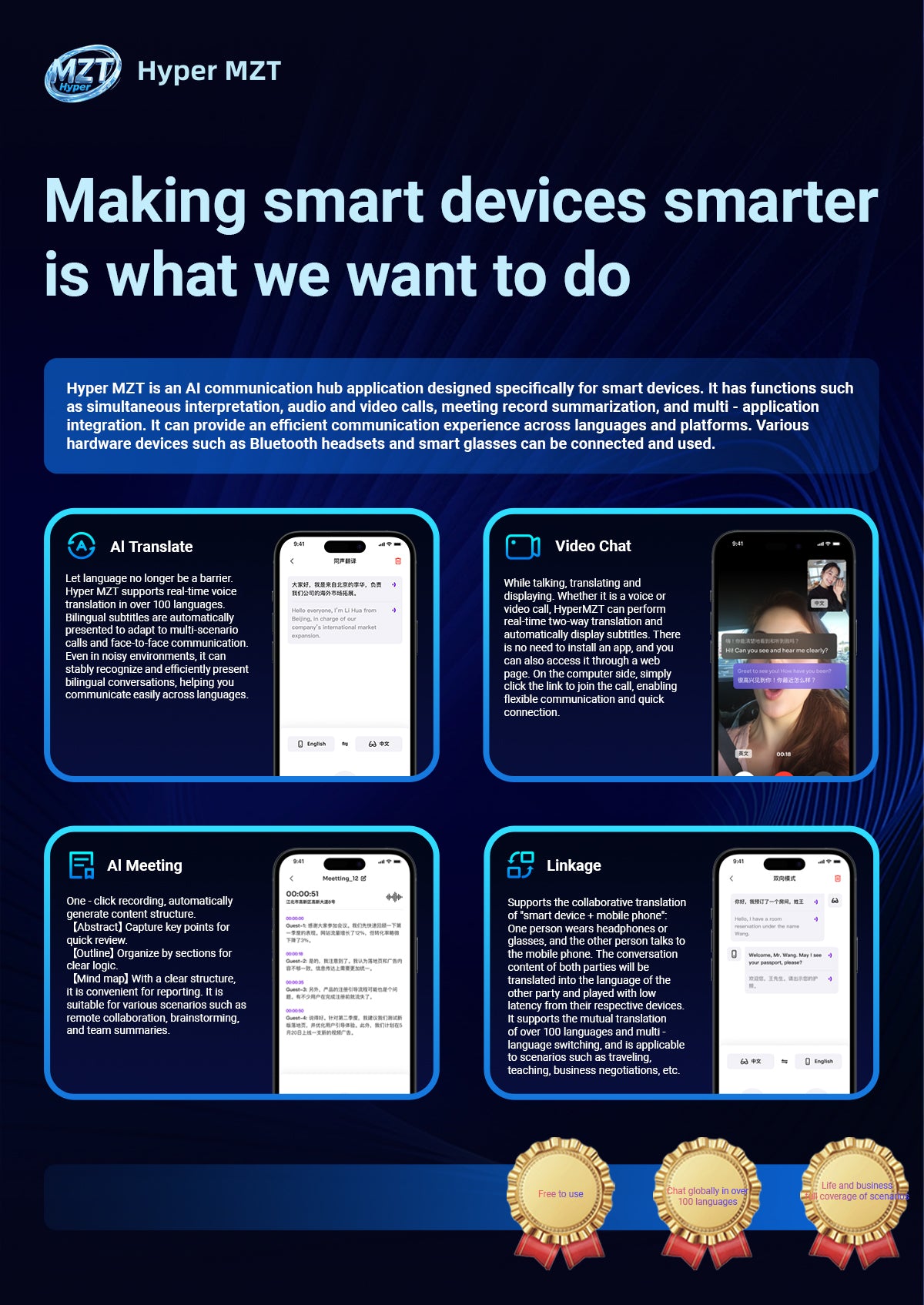 SENBONO Smart AI Translation Glasses F18 Bluetooth Call Voice Assistant Music Playback Headphones Noise Reduction Remote Control Photography Pilot Smart Glasses