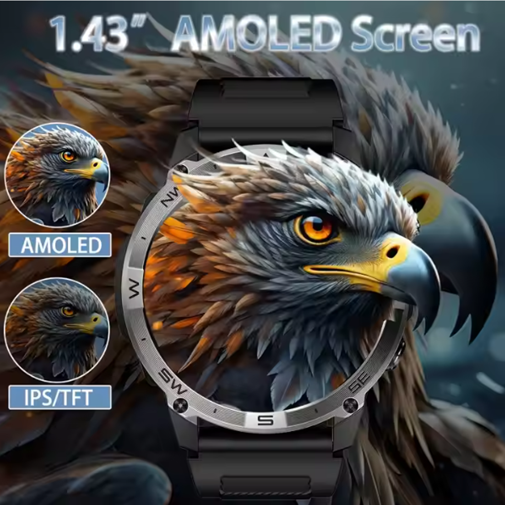 SENBONO smart watch HK08gps positioning air pressure compass bluetooth call message push large capacity battery men's outdoor smart watch