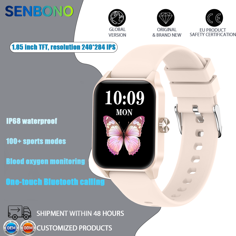 SENBONO  Smart Watch V25Z Bluetooth Call 1.85 inches 240*284 HD large screen 3D dynamic dial 60HZ high refresh rate IP68 waterproof Daily use Message push Multiple health function monitoring