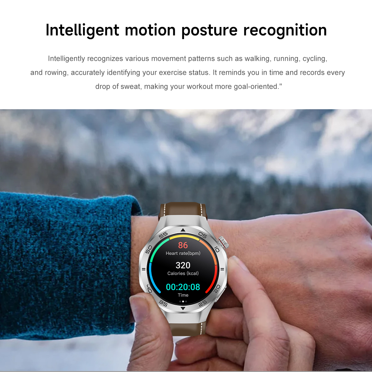 The SENBONO Android Smartwatch damen C10 features GPS, a compass, wireless calling, heart rate and blood oxygen monitoring, multiple sports function modes, and a 1.53-inch IPS HD screen suitable for outdoor use.