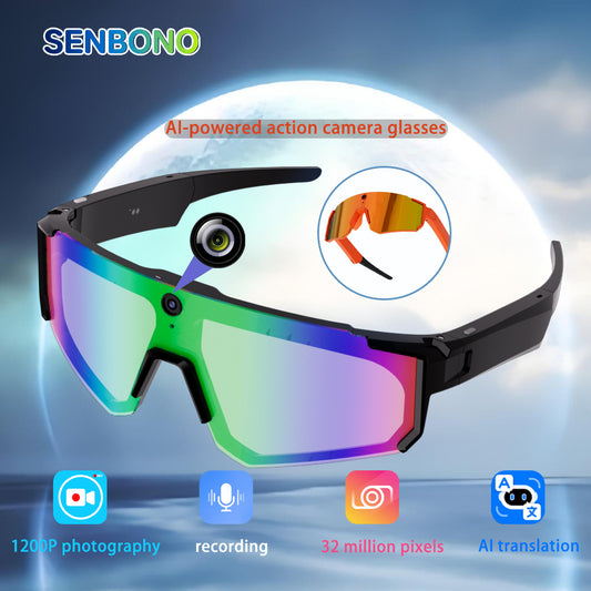 SENBONO V06 Smart Camera Glasses 8MP high-definition recording Photography, voice assi Real-time translation stant Suitable for cycling, hiking, and fishing Compatible with Android or iOS