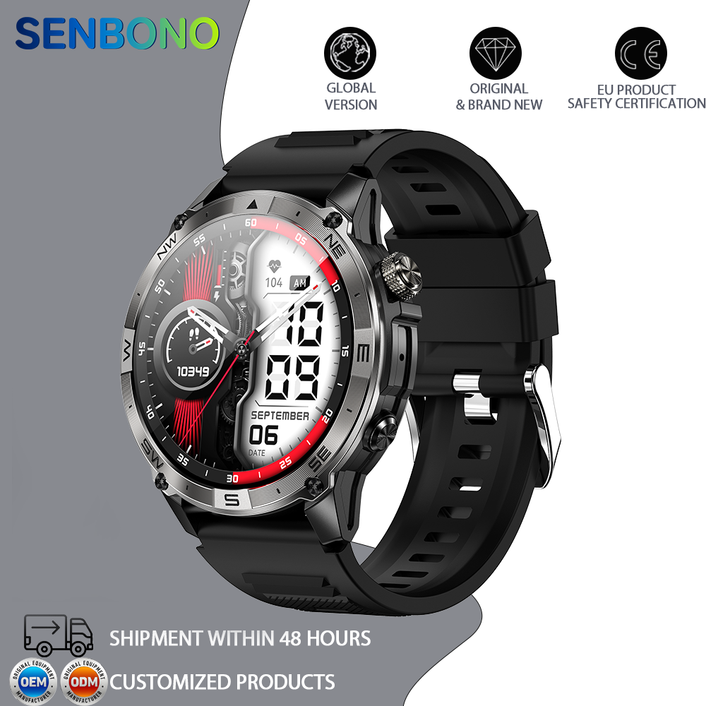 SENBONO smart watch HK08gps positioning air pressure compass bluetooth call message push large capacity battery men's outdoor smart watch