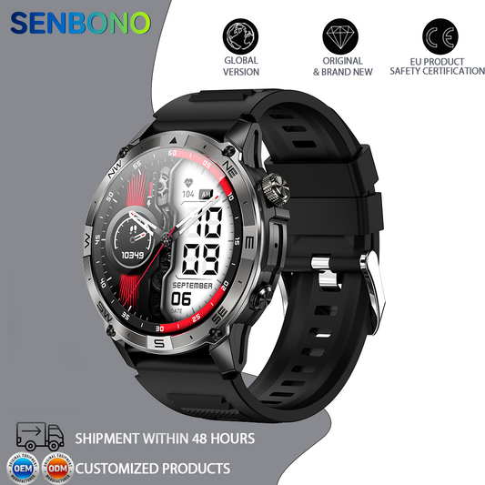 SENBONO smart watch HK08gps positioning air pressure compass bluetooth call message push large capacity battery men's outdoor smart watch