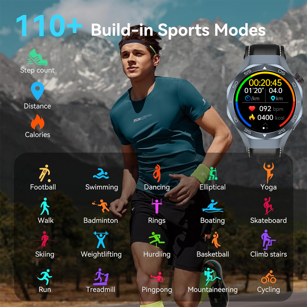 The SENBONO Android Smartwatch damen C10 features GPS, a compass, wireless calling, heart rate and blood oxygen monitoring, multiple sports function modes, and a 1.53-inch IPS HD screen suitable for outdoor use.