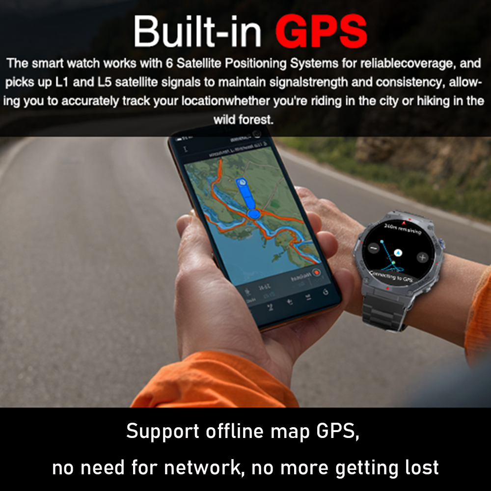 SENBONO GPS + offline map smart watch V20, 1.43-inch touch screen, dual-mode Bluetooth call, instant connection, multiple sports modes + all-round health functions.