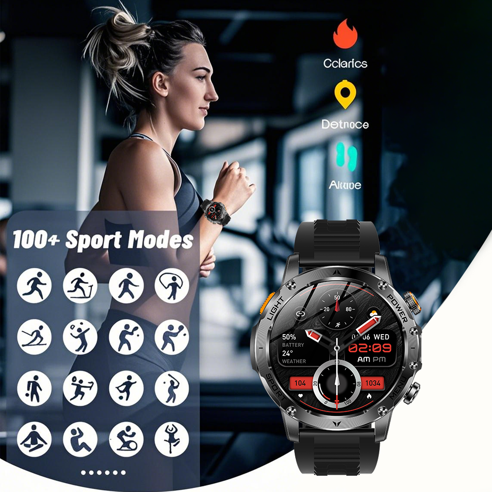 SENBONO smart watch AK87 wireless Bluetooth call 1.7 inches HD high resolution IP67 waterproof, heart rate blood oxygen infrared sensor to measure blood oxygen, richer UI scenes.