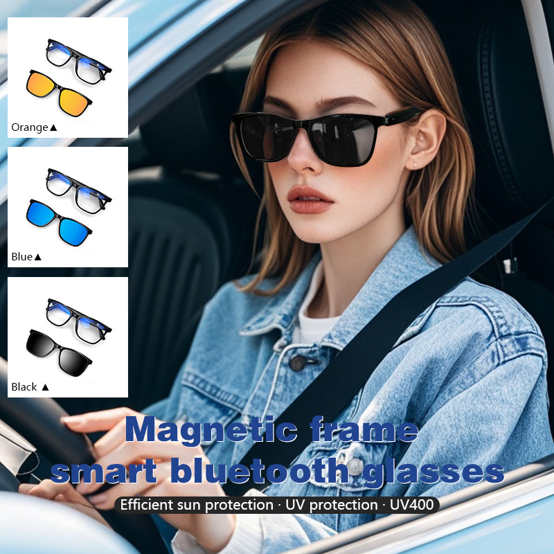 SENBONO GS05 smart glasses, detachable colored sunglasses, music control and remote photo taking function, voice assistant, best choice for fishing and mountaineering