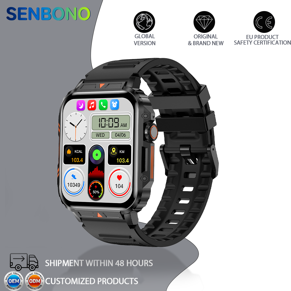 SENBONO smartwatch L81 encoder, 1.95 inches, supports heart rate, blood oxygen and other monitoring, step counting and other functions, two colors optional