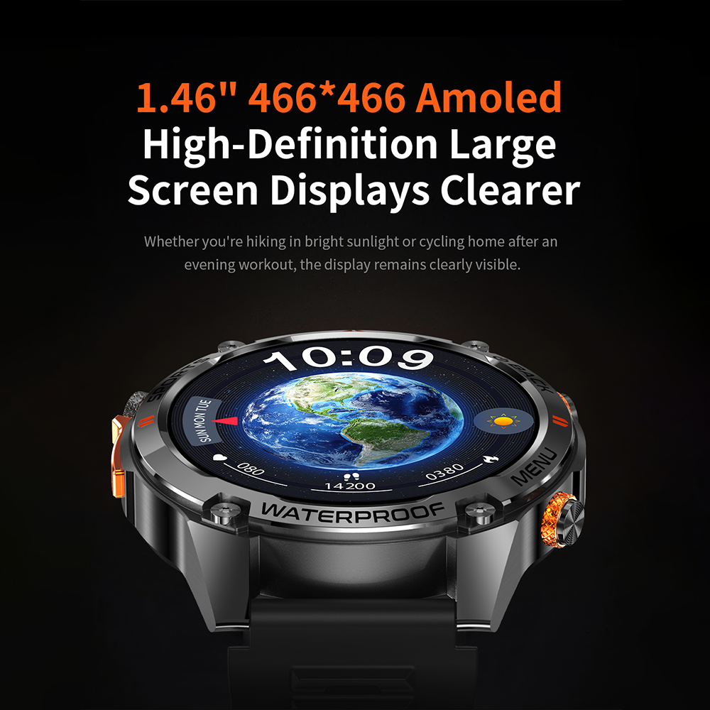 SENBONO Smart Outdoor Watch G100 Sports Watch 1.43 Inch GPS, Bluetooth Calling, Voice Assistant, Remote Camera, Fitness Tracker Smart Sports Glasses