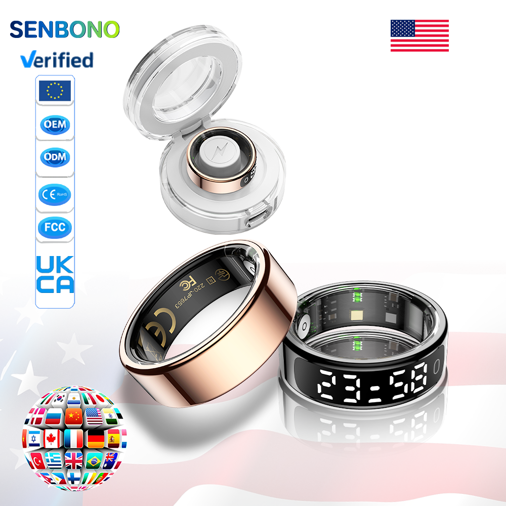 SENBONO Smart Ring, Stainless Steel, Bluetooth 5.3, Health Monitoring, Gesture Interaction, Sleep Monitoring, Somatosensory Gaming, 5ATM Waterproof, High-End Fashion Smart Couple Ring
