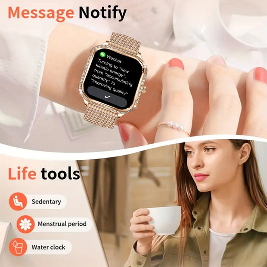 SENBONO women's smart watch MK88 is a health management assistant that integrates pedometer, heart rate detection, female physiological reminders, and multiple sports modes.