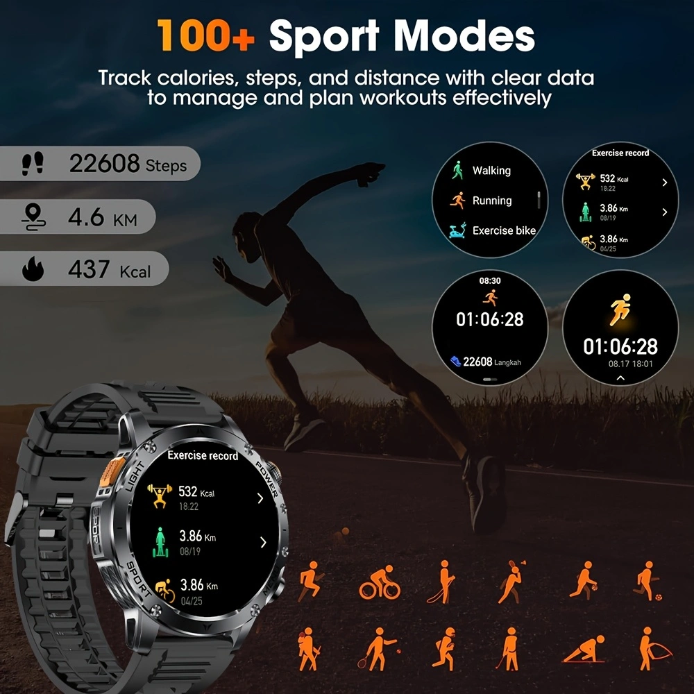 SENBONO smart watch AK87 wireless Bluetooth call 1.7 inches HD high resolution IP67 waterproof, heart rate blood oxygen infrared sensor to measure blood oxygen, richer UI scenes.