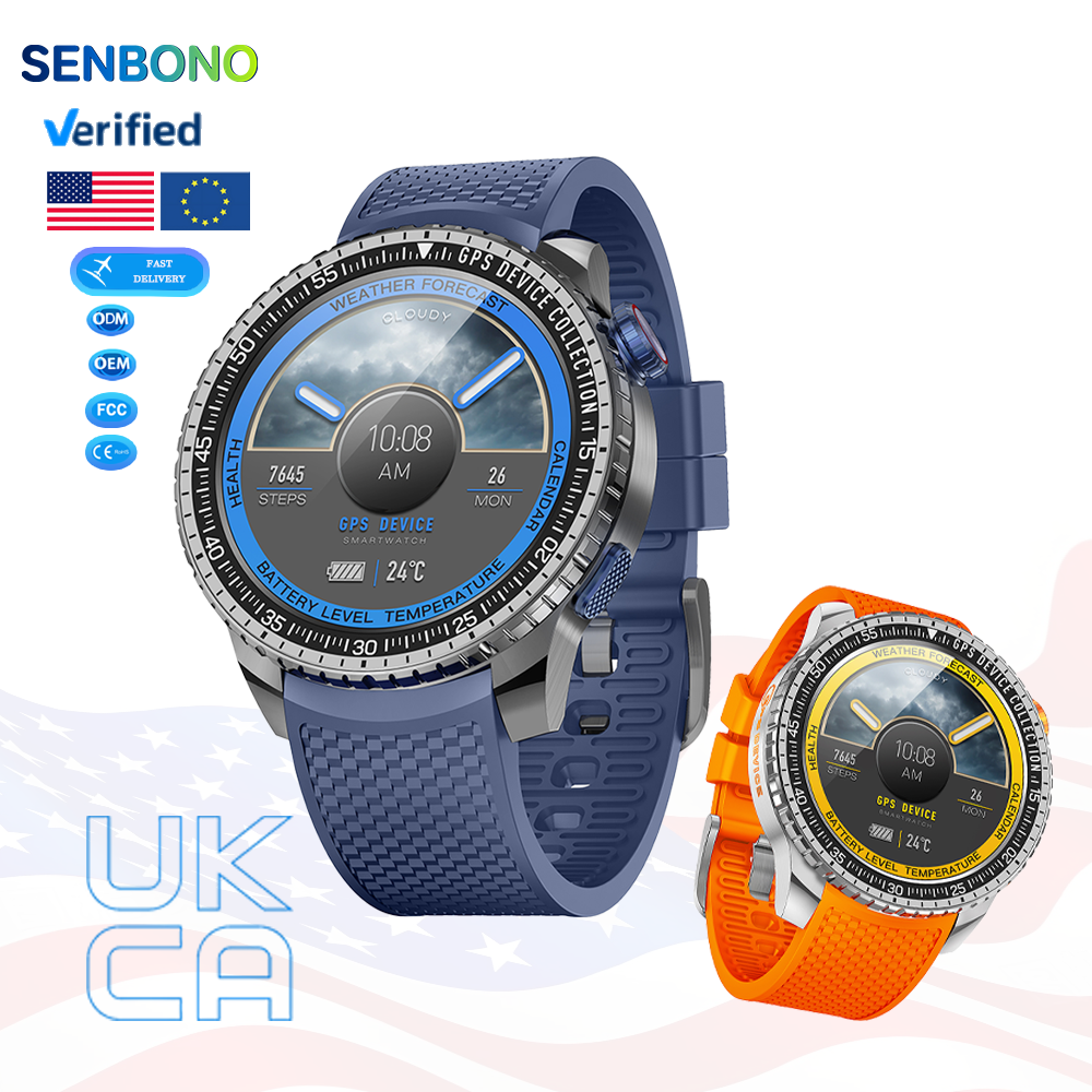 SENBONO max88 men's smart fitness watch has a 1.43-inch full touch screen, 5ATM waterproof, 45-day battery life, blood oxygen monitoring experience, supports GPS, GPT, waterproof smart watch