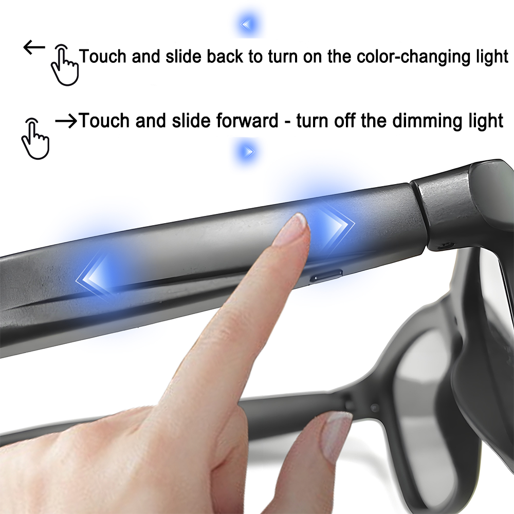 SENBONO smart translation glasses GV90 lenses slide to change color, UV400 anti-dizziness, unilateral magnetic charging, answering and making calls, playing music, and remote control photography.