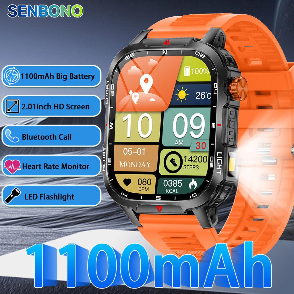 SENBONO V35 smart watch 1100mAH large battery long-lasting life Bluetooth call heart rate blood oxygen function monitoring outdoor smart sports watch