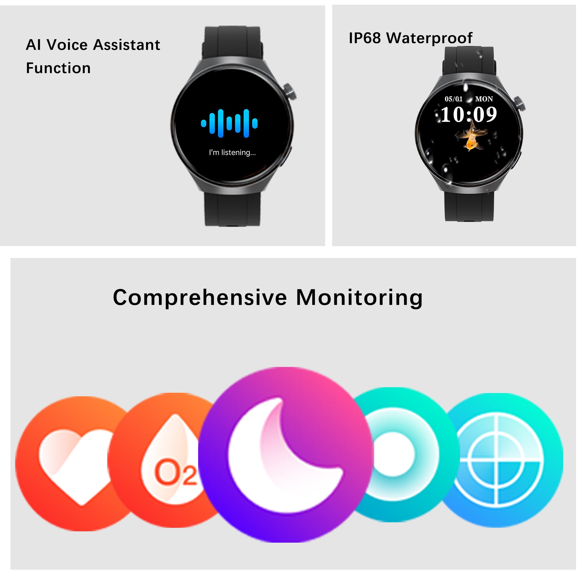 SENBONO smart watch Bluetooth wireless call 3D dial customized heart rate blood oxygen monitoring menstrual management sports outdoor smart watch