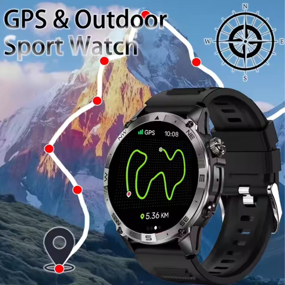 SENBONO smart watch HK08gps positioning air pressure compass bluetooth call message push large capacity battery men's outdoor smart watch