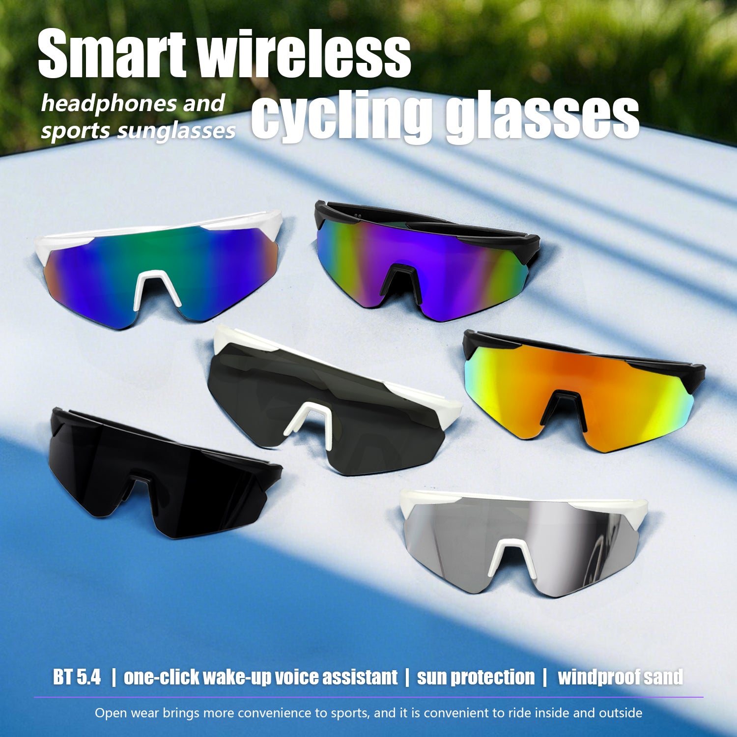 SENBONO QY-PRO2 smart glasses are the first choice. The large frame and colored polarized lenses can effectively block the glare of the sun and easily cope with scenes such as cycling and mountaineering.