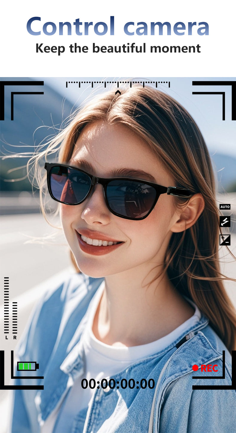 SENBONO GS05 smart glasses, detachable colored sunglasses, music control and remote photo taking function, voice assistant, best choice for fishing and mountaineering