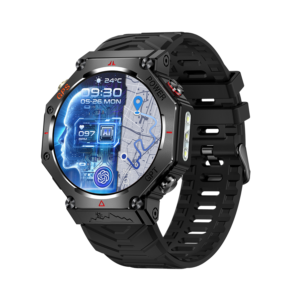 SENBONO smartwatch KC91supports AI voice assistant + AI watch face, GPS positioning, Bluetooth answering, health monitoring and other functions, and is a must-have item for outdoor activities.