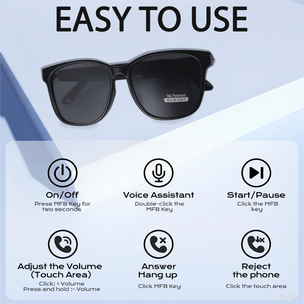 SENBONO GS08Listen to music and answer calls smart glasses GS03, outdoor sunglasses, lightweight, no feeling when wearing, suitable for mountaineering, fishing, traveling