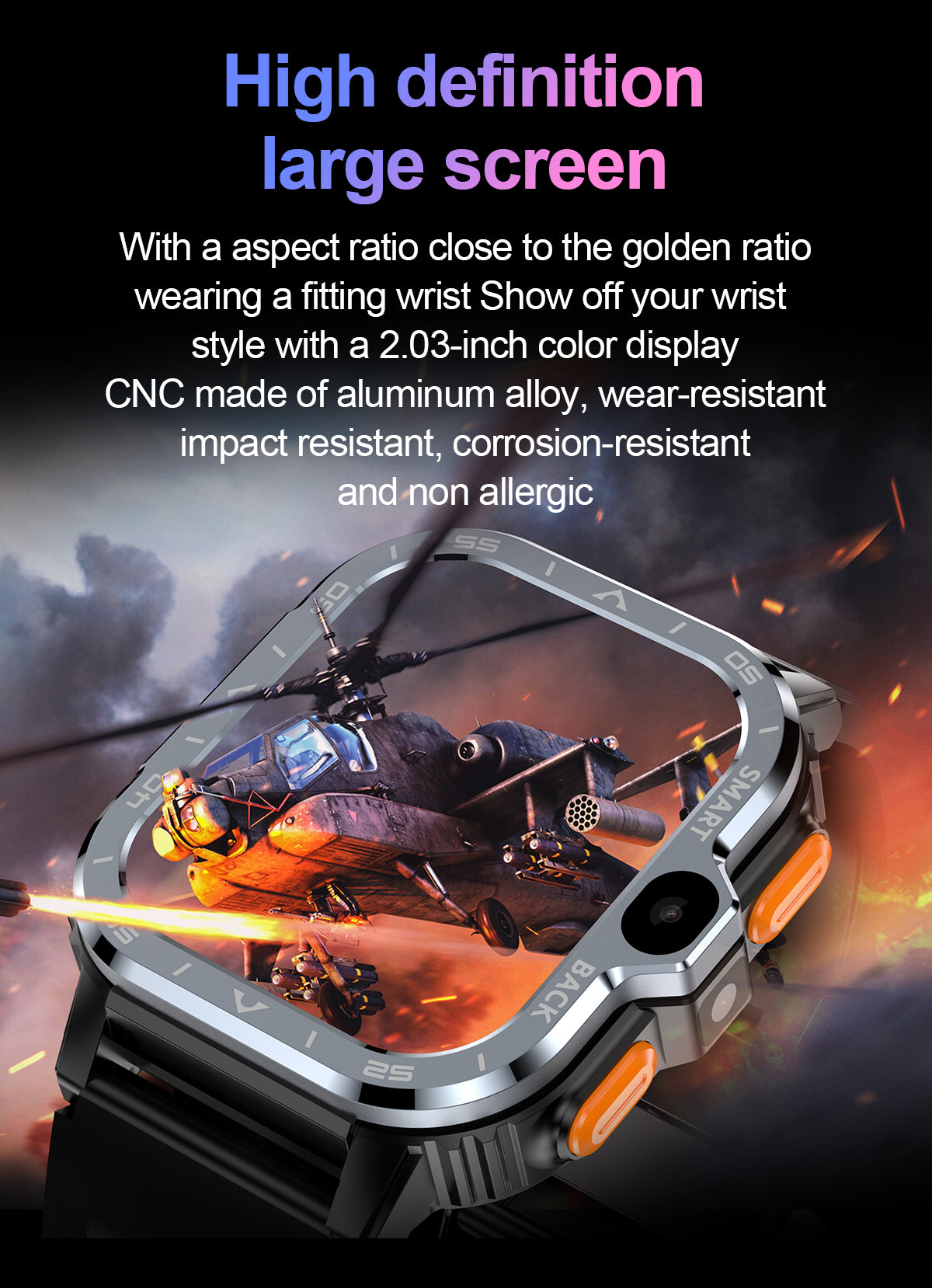 SENBONO smart dual camera call watch 4G, GPS navigation, recording, recording video, SMS, heart rate, blood oxygen and blood pressure monitoring