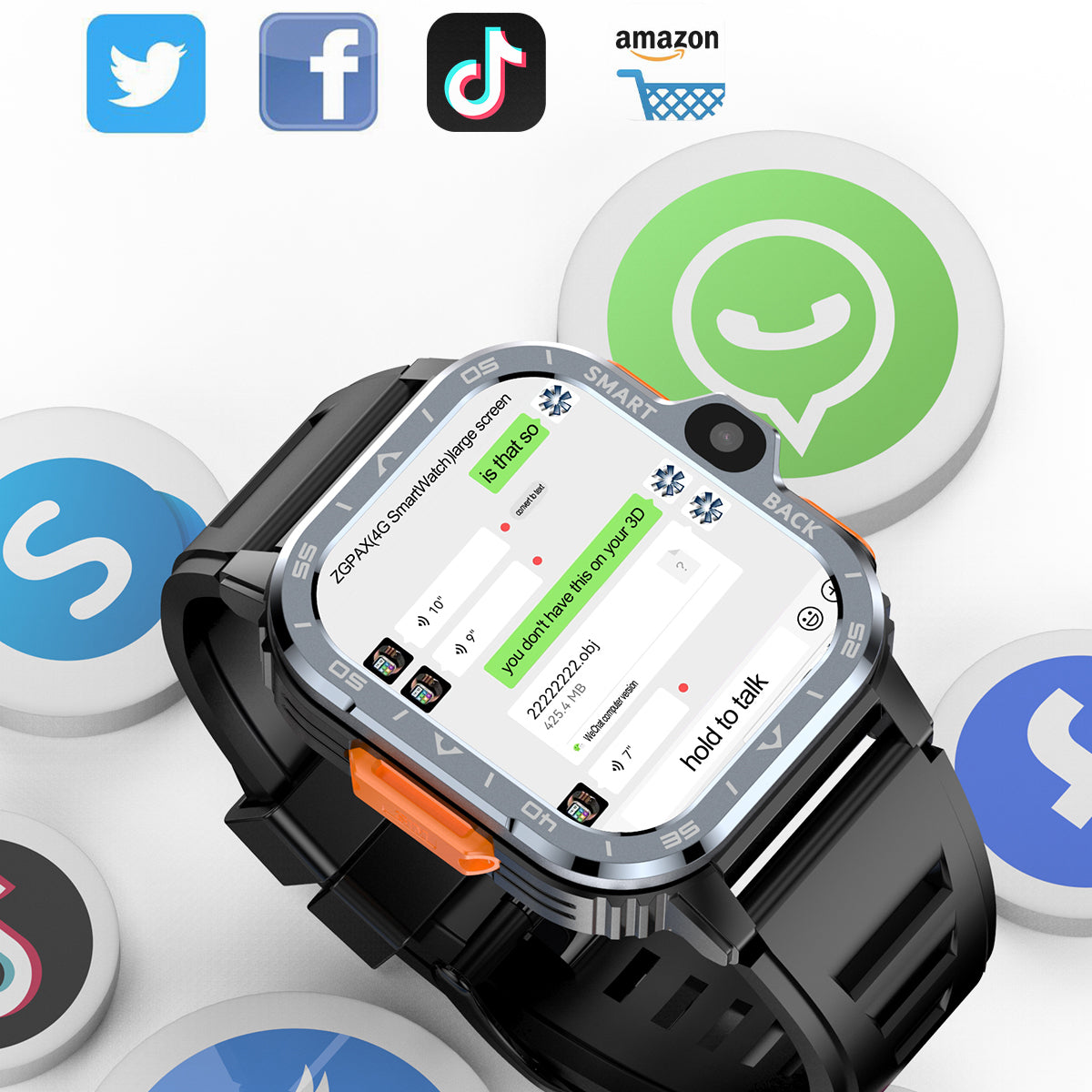 SENBONO smart dual camera call watch 4G, GPS navigation, recording, recording video, SMS, heart rate, blood oxygen and blood pressure monitoring