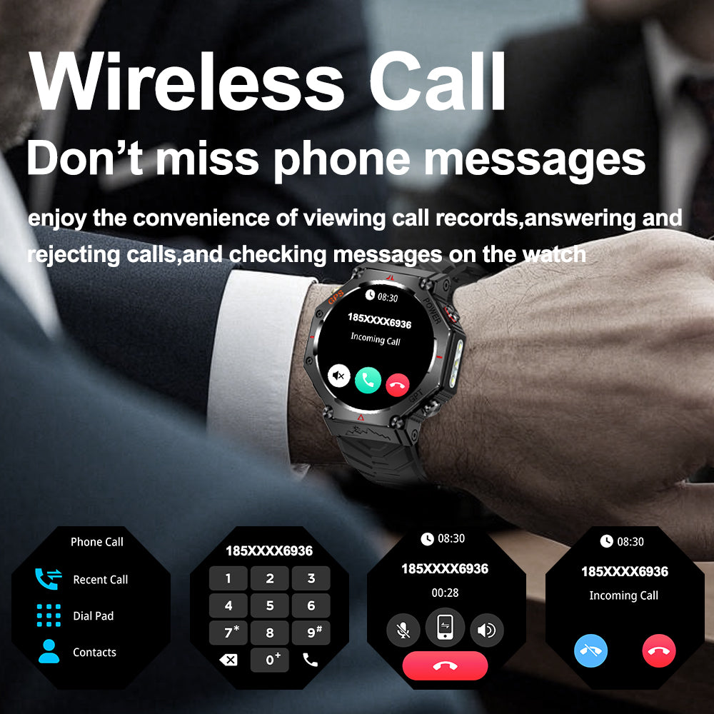 SENBONO smartwatch KC91supports AI voice assistant + AI watch face, GPS positioning, Bluetooth answering, health monitoring and other functions, and is a must-have item for outdoor activities.