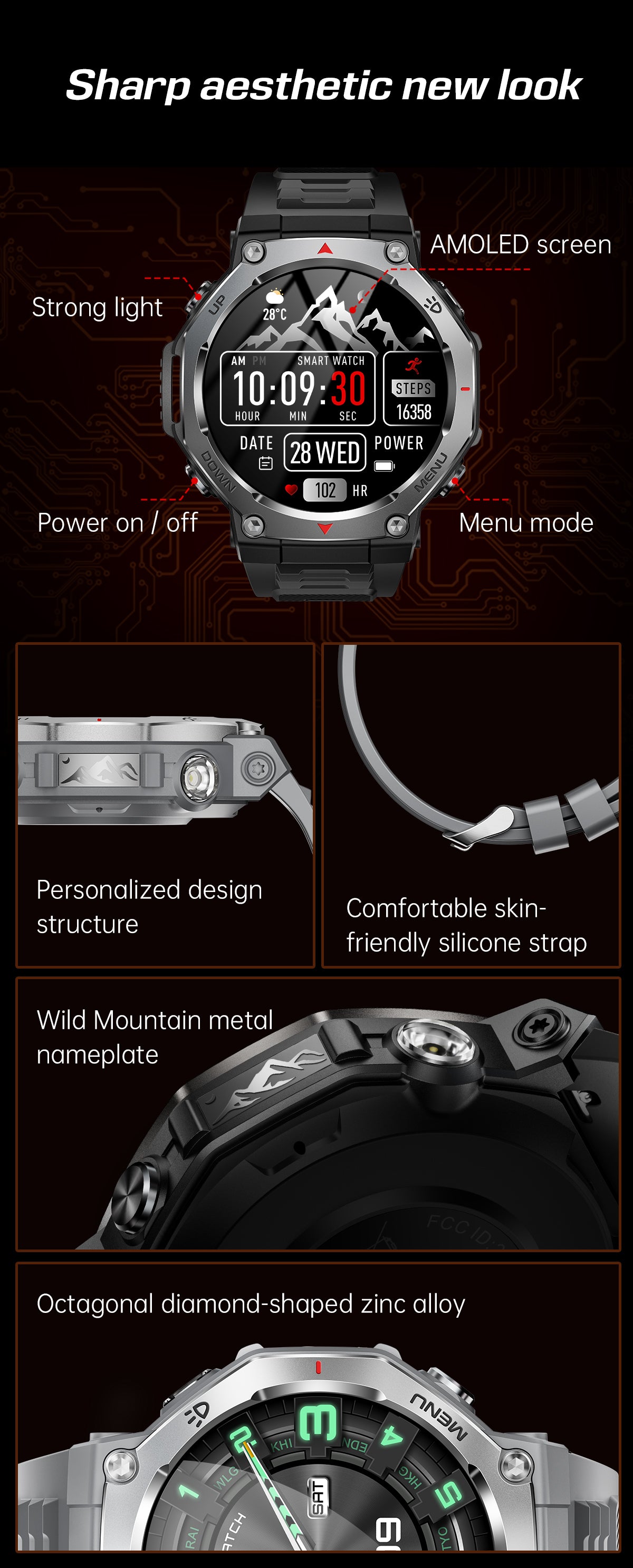 SENBONO Smart watch KT85 health tracker monitors women's heart rate and blood oxygen during menstruation, as well as outdoor sports data. Accurate record