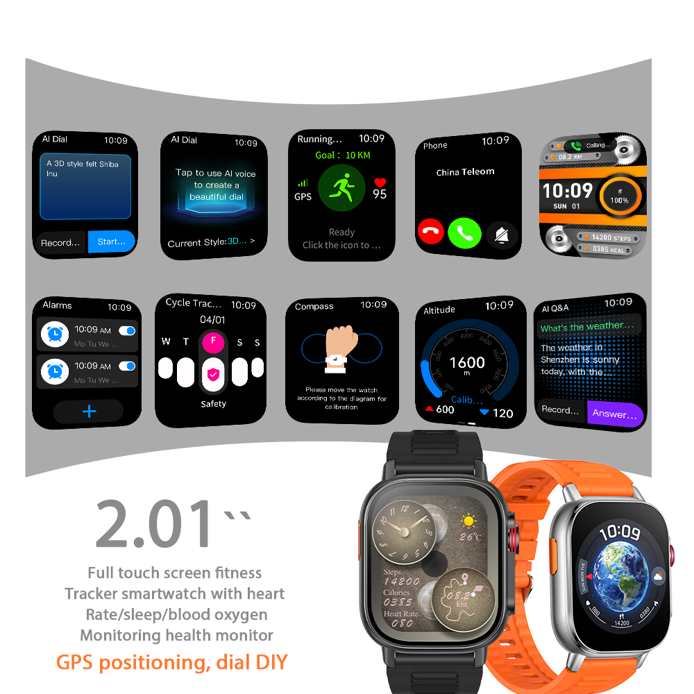 SENBONO smart watch built-in GPS positioning DIY dial metal frame Bluetooth call voice assistant heart rate blood oxygen monitoring outdoor sports smart watch