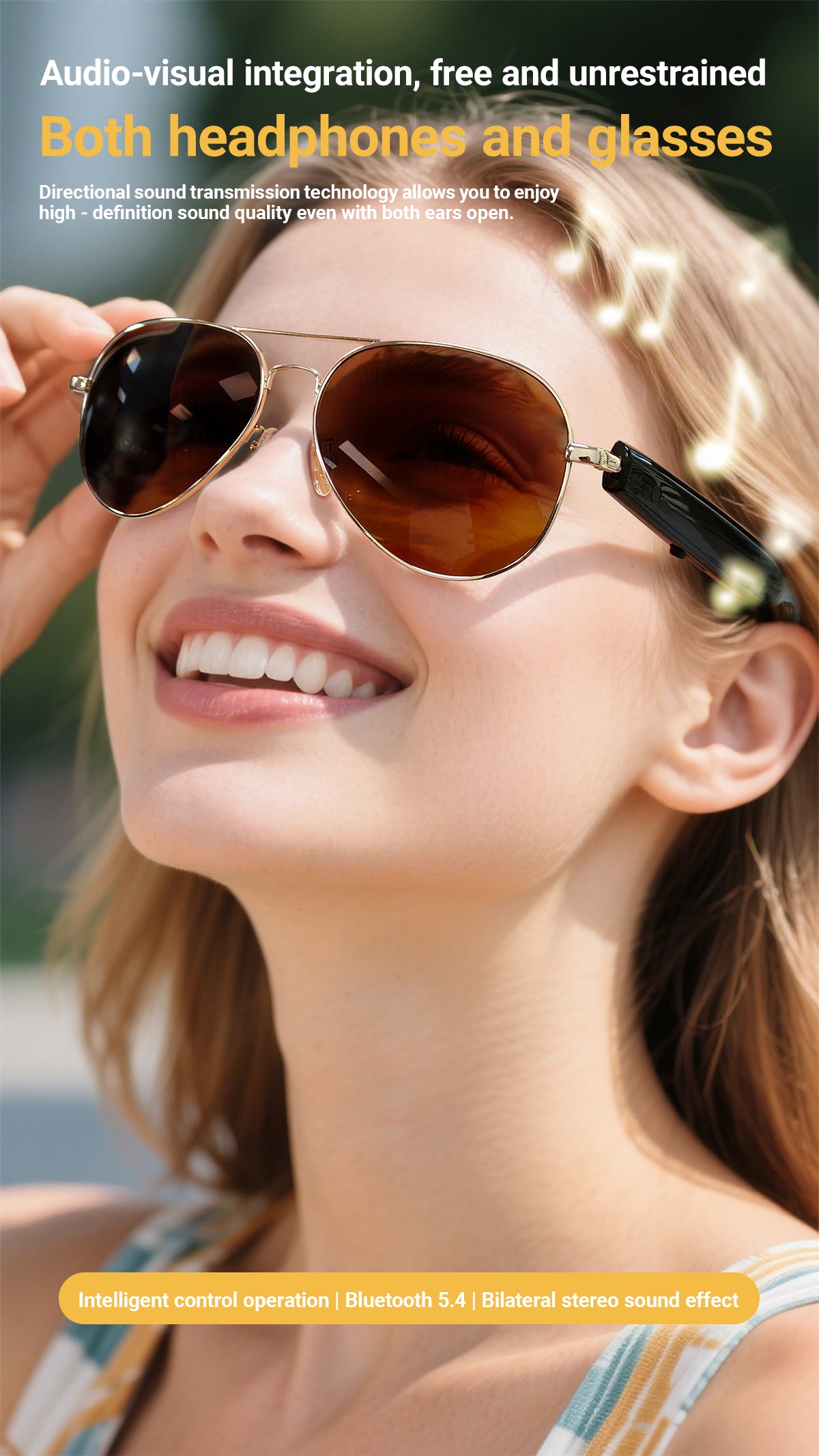 SENBONO Smart AI Translation Glasses F18 Bluetooth Call Voice Assistant Music Playback Headphones Noise Reduction Remote Control Photography Pilot Smart Glasses