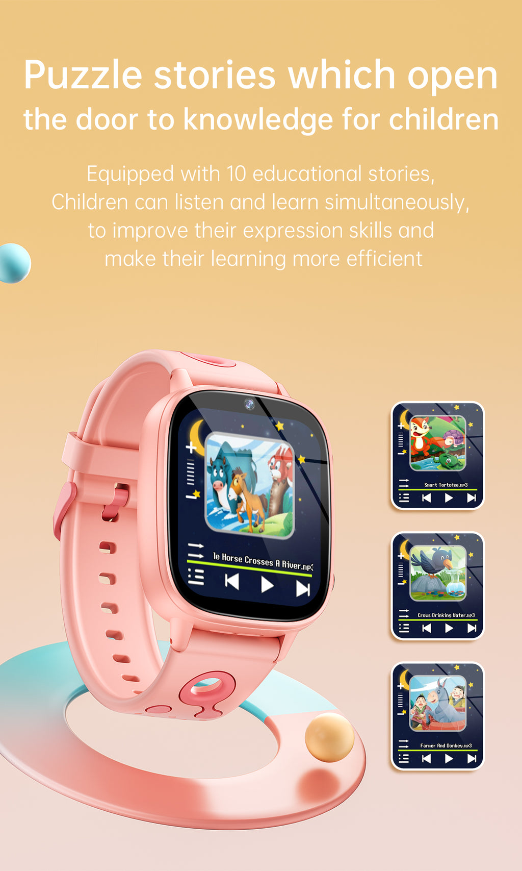 SENBONO smart children's M03watch 1.8 inches, built-in camera, MP3 player, alarm clock, flashlight, children's story, learning words, children's smart watch