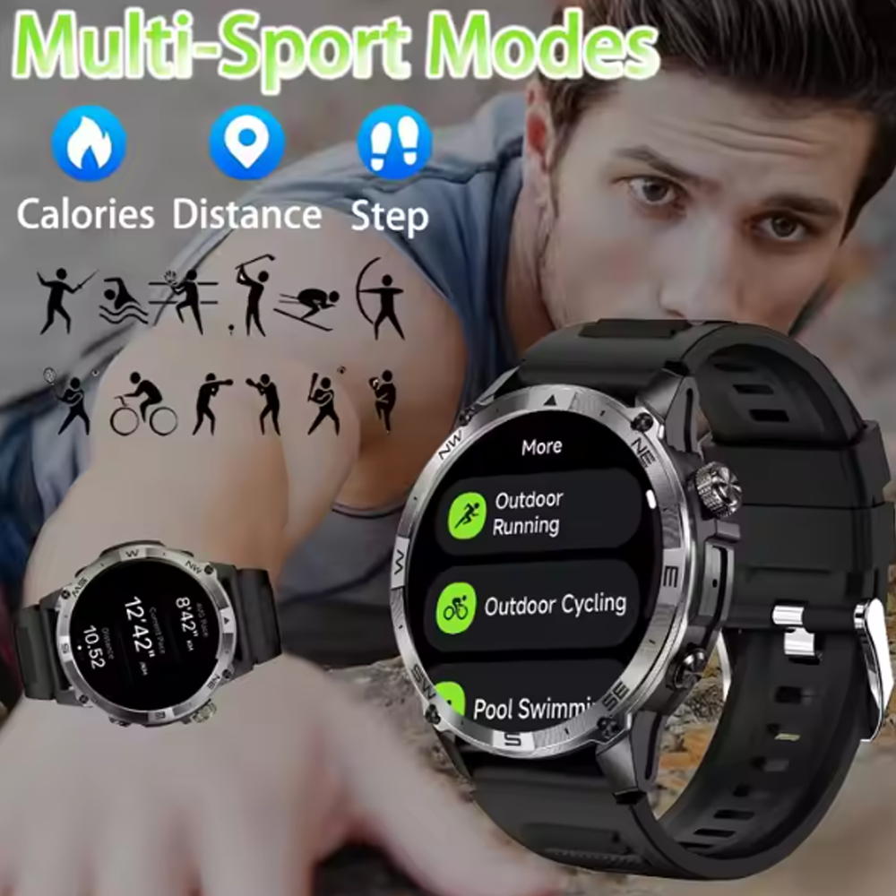 SENBONO smart watch HK08gps positioning air pressure compass bluetooth call message push large capacity battery men's outdoor smart watch