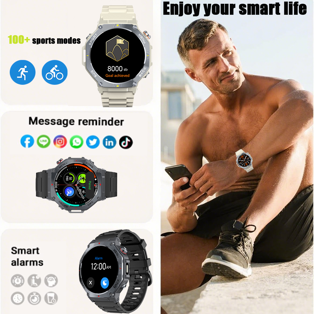 SENBONO GPS + offline map smart watch V20, 1.43-inch touch screen, dual-mode Bluetooth call, instant connection, multiple sports modes + all-round health functions.