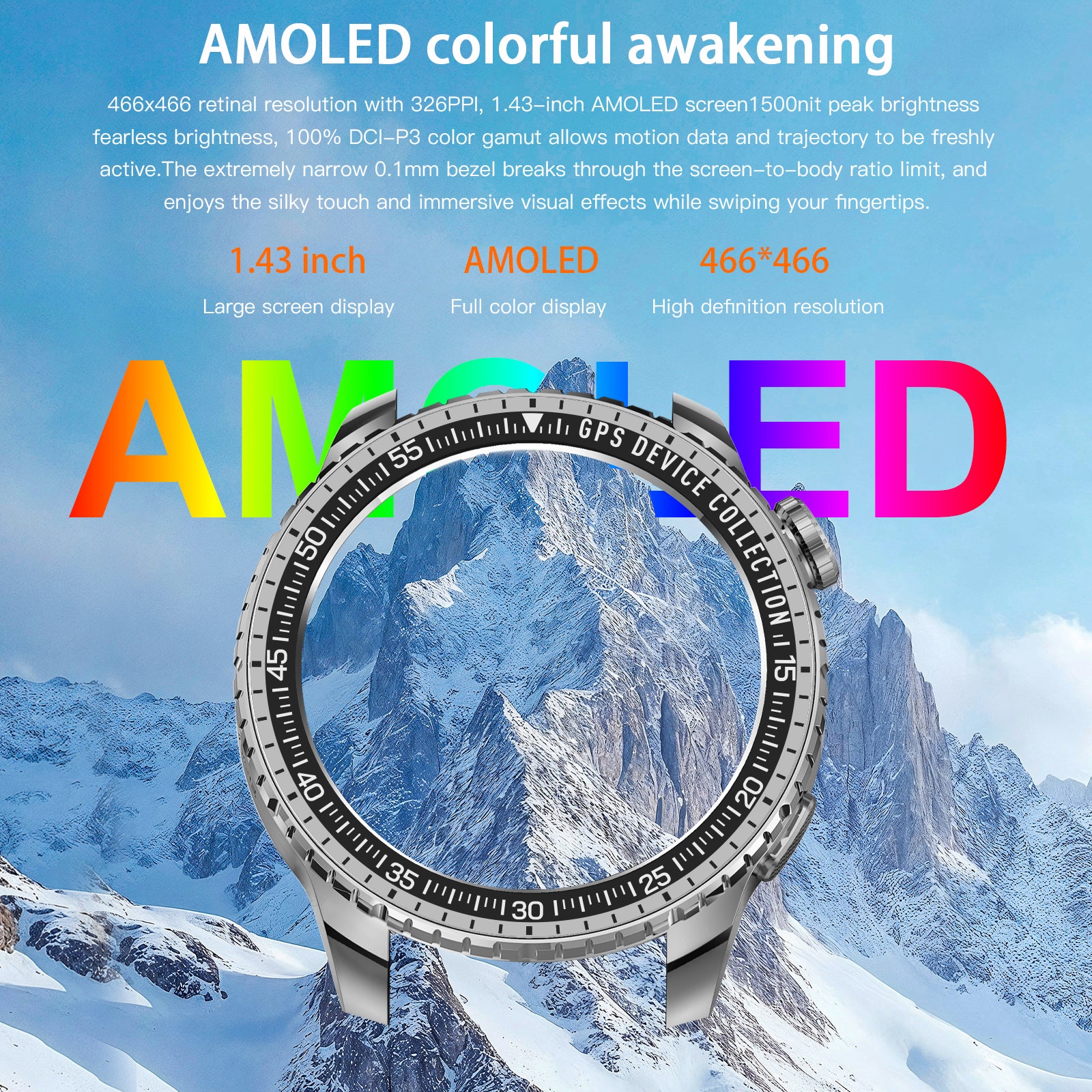 SENBONO max88 men's smart fitness watch has a 1.43-inch full touch screen, 5ATM waterproof, 45-day battery life, blood oxygen monitoring experience, supports GPS, GPT, waterproof smart watch