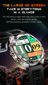 senbono KT80smartwatch 1.46-inch remote control camera full-screen touch heart rate blood oxygen pressure monitoring + exercise record + sleep / women's health management smartwatch
