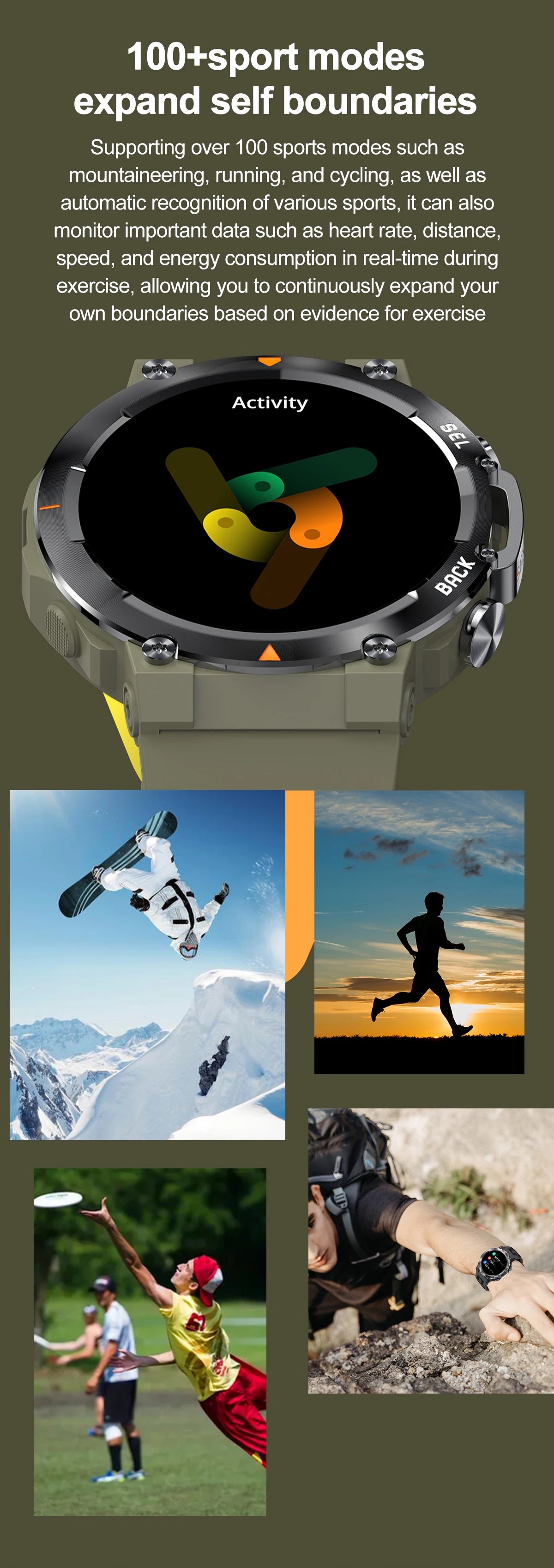 SENBONO MAX18 AMOLED Men's Smart Watch Bluetooth Call 410mAh Big Battery Fitness Tracker Sport Smartwatch for Men Android IOS