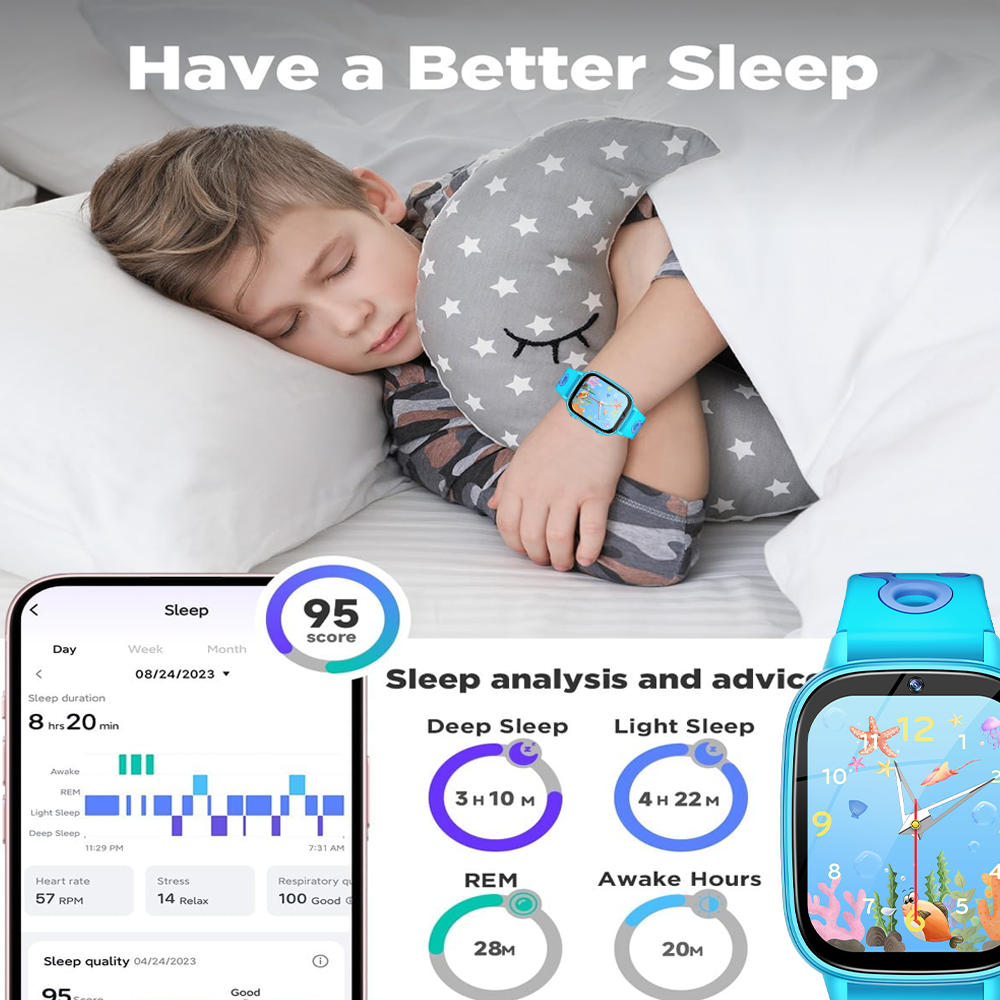 SENBONO smart children's M03watch 1.8 inches, built-in camera, MP3 player, alarm clock, flashlight, children's story, learning words, children's smart watch