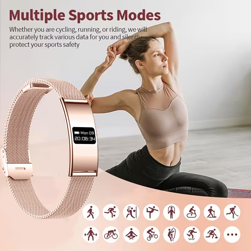 SENBONO B8 Smart bracelet features multiple health Monitoring functions, including heart rate and sleep tracking, multi-activity tracking, call and message reminders, IPX8 waterproofing, and is a stylish and convenient smart bracelet for women.