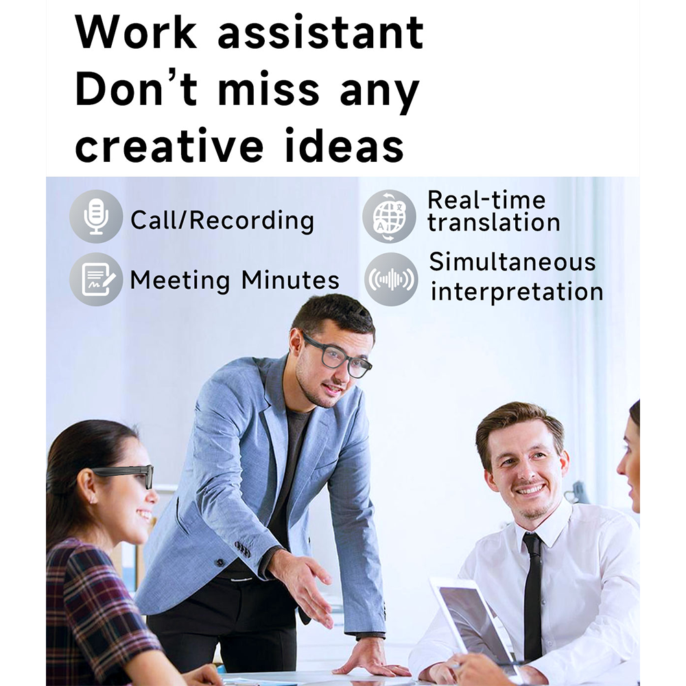 SENBONO Smart AI Translation Glasses L801 HD 8-megapixel photography, video recording, object recognition, WiFi real-time transmission, smart AI outdoor sports glasses