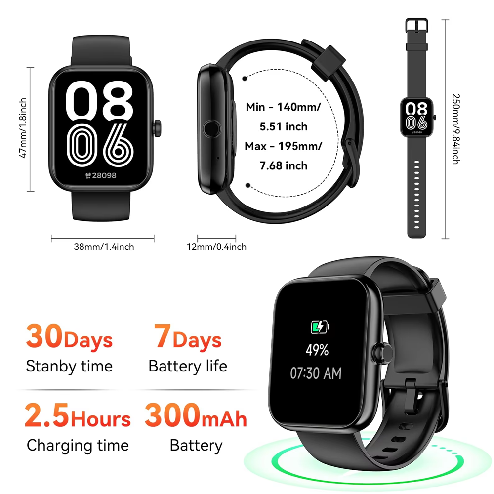 SENBONO IDW25 smart watch 1.83 inches Voice assistant Long battery life Bluetooth call Health monitoring Sports waterproof Multi-mode Applicable to Android iOS